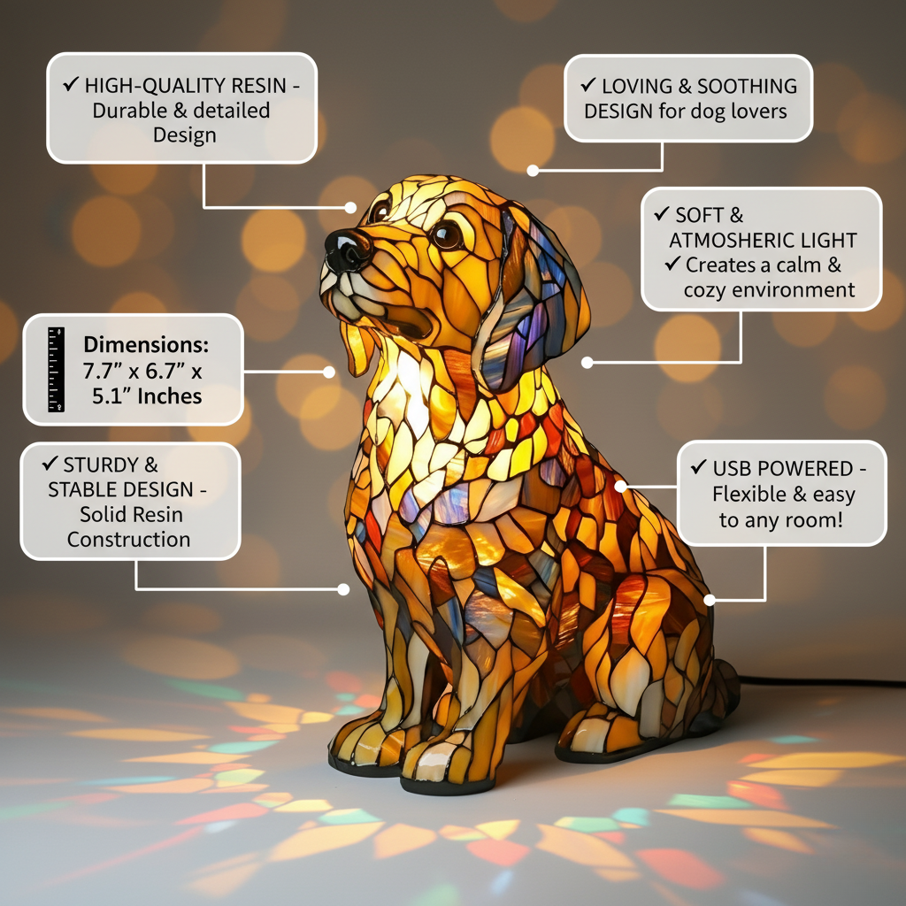 Golden Retriever Spirituale Radiante Buddy – Lampada Artigianale