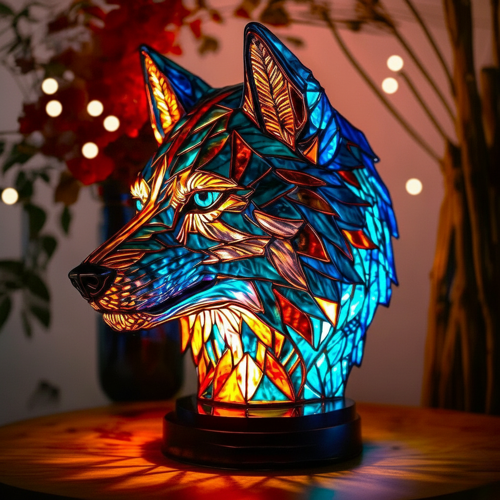 Lupo Incantevole Bo – Lampada Artigianale in Vetro Colorato