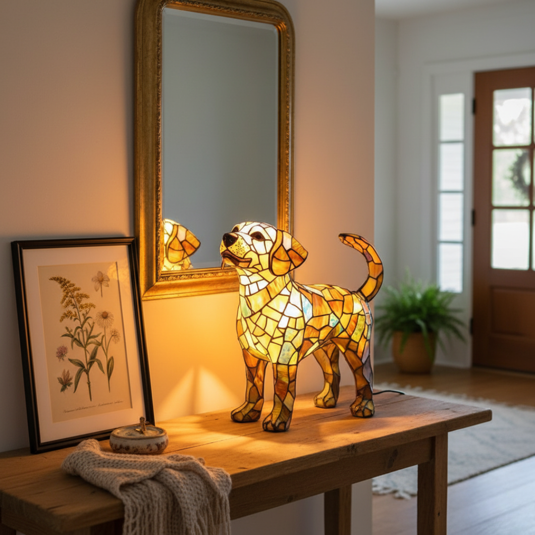 Labrador Trasparente – Lampada Artigianale in Vetro Colorato