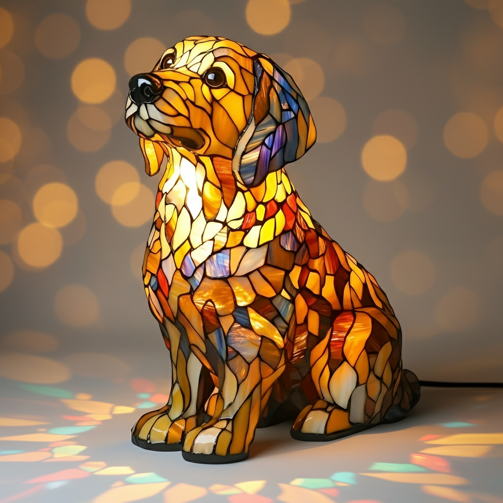 Golden Retriever Spirituale Radiante Buddy – Lampada Artigianale