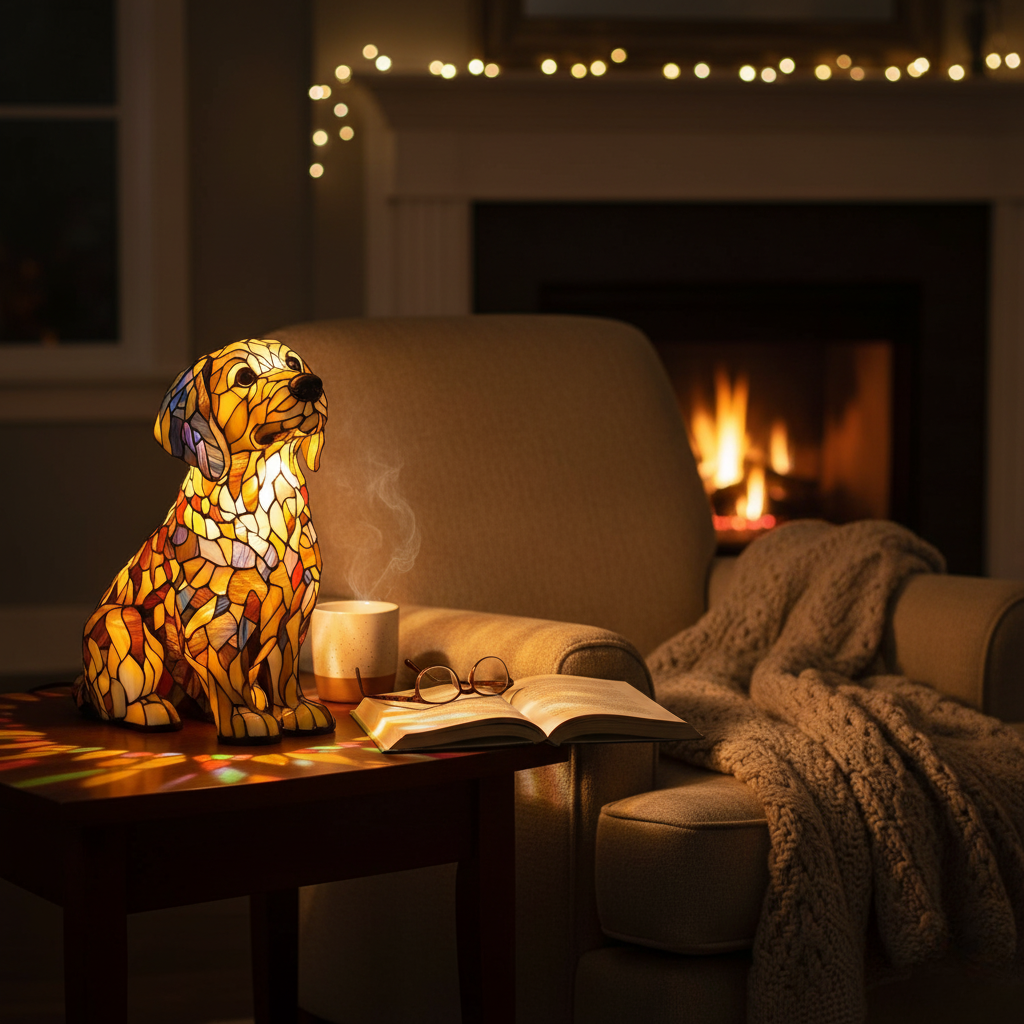 Golden Retriever Spirituale Radiante Buddy – Lampada Artigianale